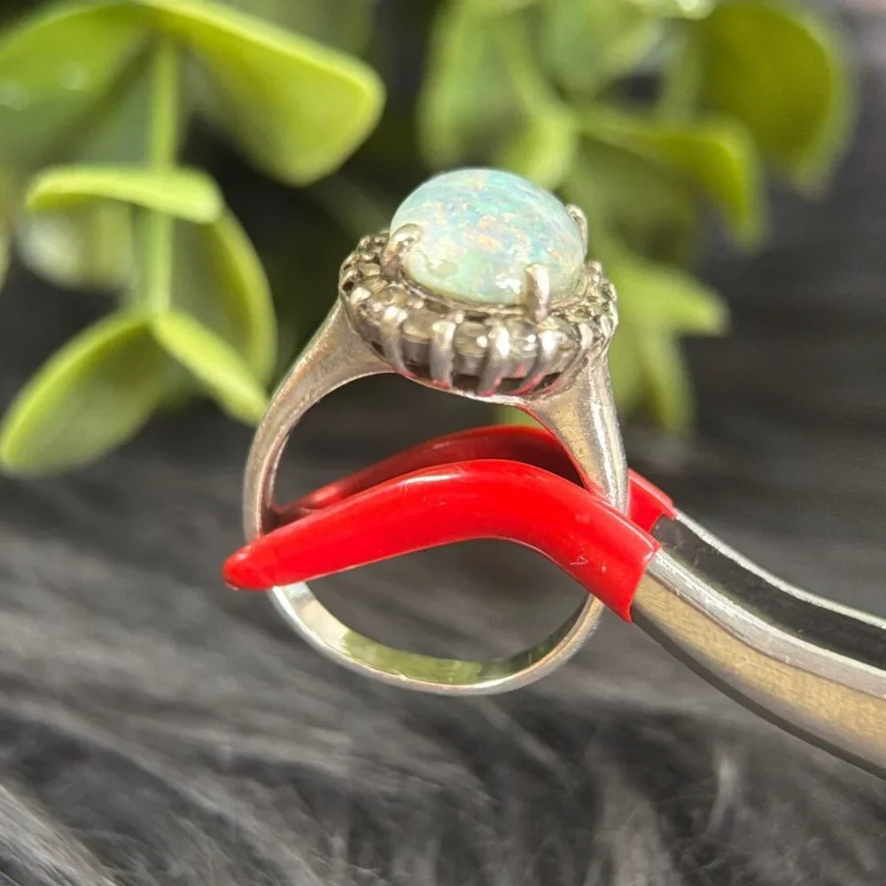 Silver‎ 925 Opal/Cz Ring